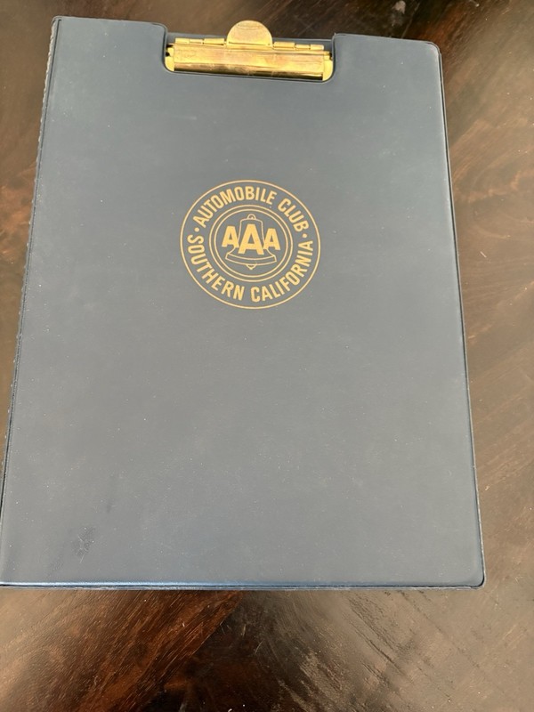Vintage Auto Club So Cal AAA Clipboard Blue Office School Folder Advertising