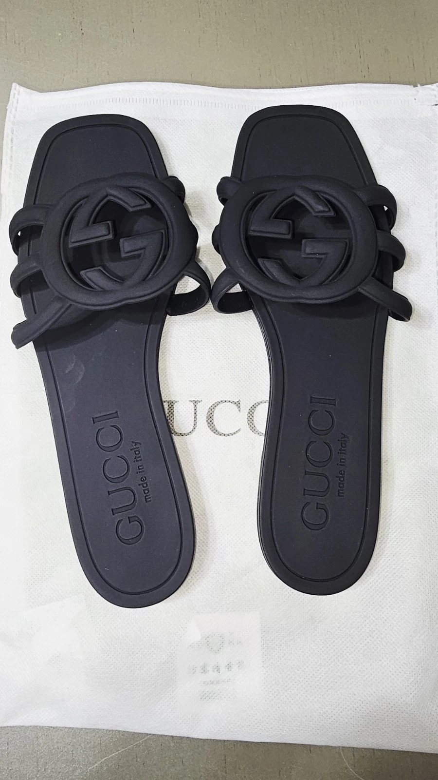 Gucci Sandal Slide Black Rubber SIZE 9