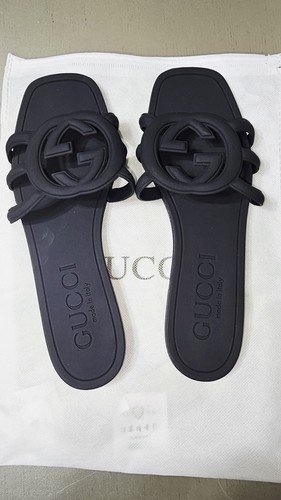 Gucci Sandal Slide Black Rubber SIZE 9