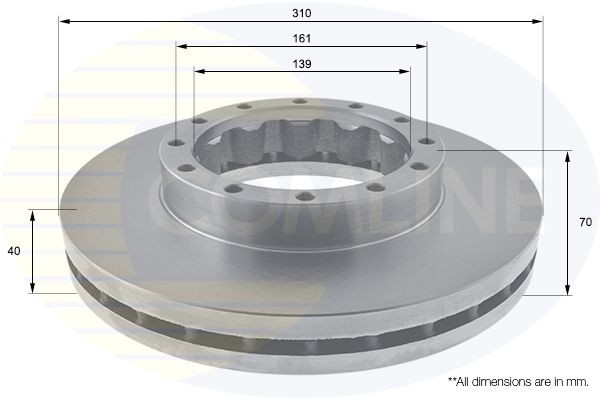 Brake Disc Internally Vented Coated 310mm ⌀ Fits MITSUBISHI COMLINE ADC0386V