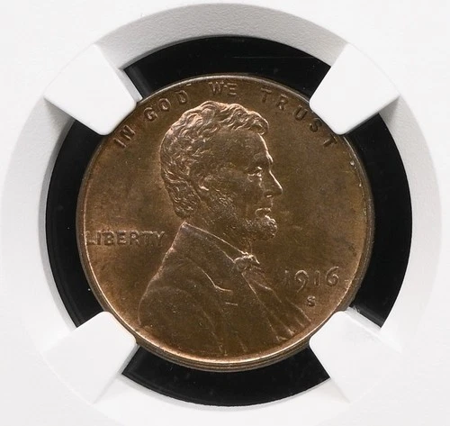 1916-S Lincoln Cent Penny NGC MS 63 RB Red Brown  - 96872
