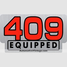 Chevrolet 409 Equipped Engine Size Silver Foil Sticker Chevrolet 409 Equipped Engine Size Silver Foil Sticker