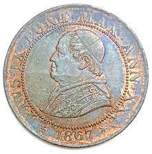 PIO IX - 1/2 SOLDO 1867 - ANNO XXI ZECCA DI ROMA - BELLA CONSERVAZIONE