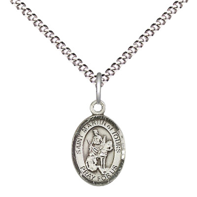 Sterling Silver Saint Martin of Tours Medal 18'' Lobster Claw Chain Necklace