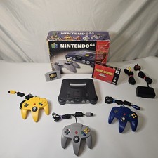 Nintendo 64 N64 Console Boxed Bundle 3 Official Controllers Zelda OOT Tested