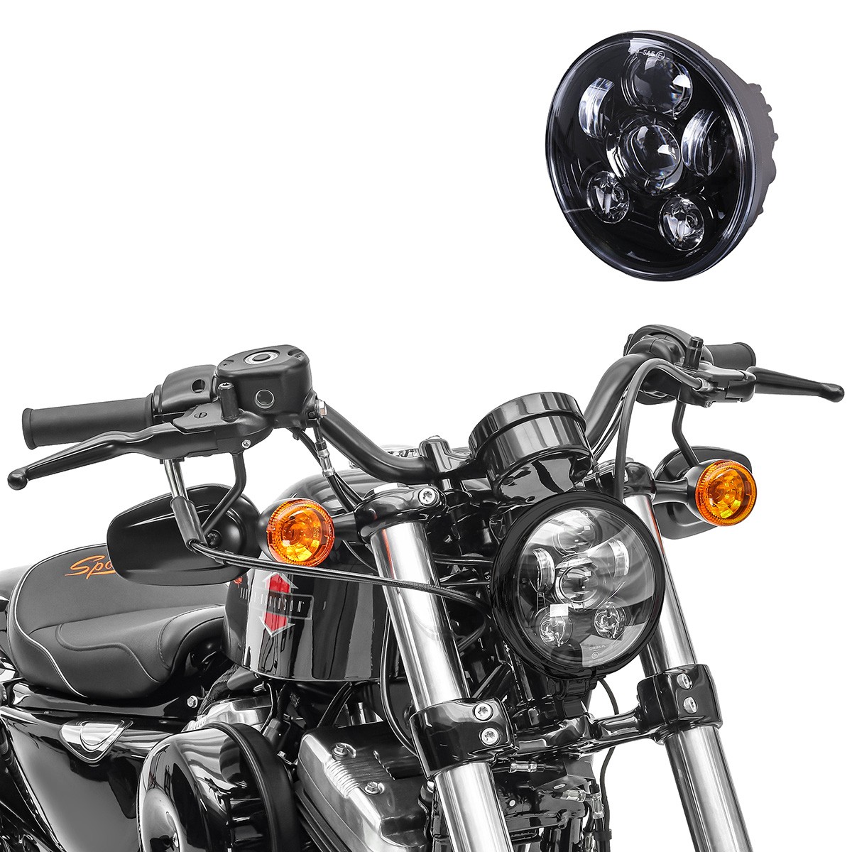 LED Headlight for Harley Davidson Sportster 1200 Superlow, 48