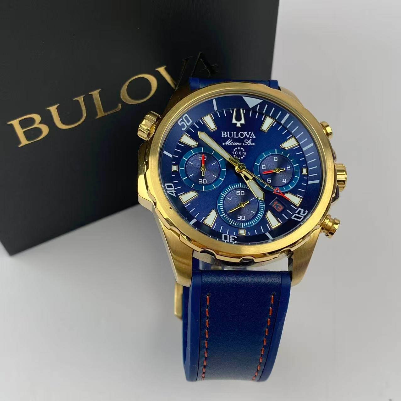 Bulova Marine Star Series B 97B168 Blue Dial Silicone Strap Men's ...