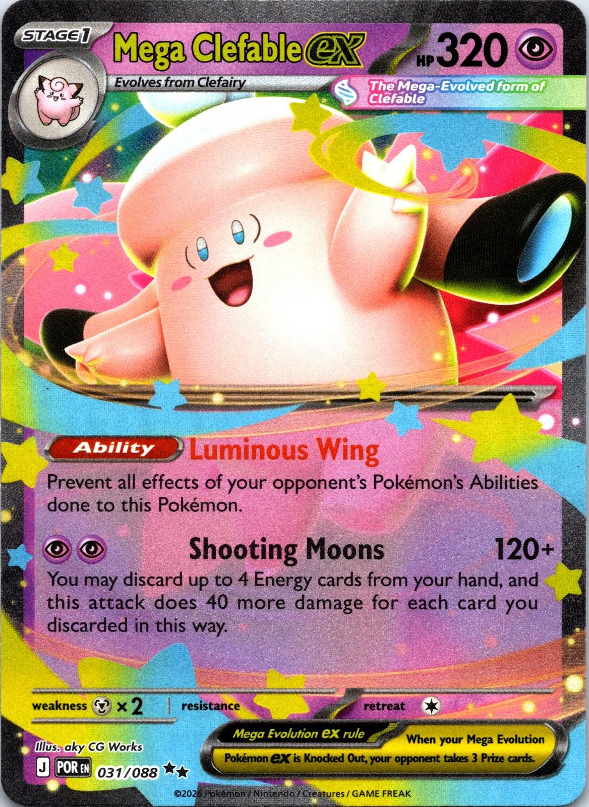 Mega Clefable ex 031/088 Double Rare Perfect Order Pokemon Holo Near Mint