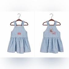 Vintage Oshkosh Corduroy Blue Overall Dress A Stitch in Time Made in USA 80s sz4