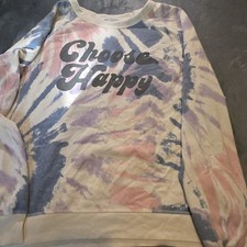 Grayson Threads Women  s Tie-Dye "Choose Happy" Graphic Crewneck Sweatshirt M