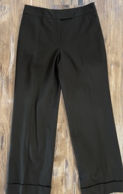 Talbots Women s Wool Stretch Trousers Pants Fully Lined Brown Cuffed Sz 2