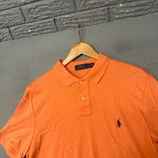 Polo Ralph Lauren Mens Orange Short Sleeve Classic Fit Mesh Polo Shirt Size L