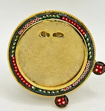 VTG Micro Mosaic Round Shaped Floral Picture Frame w/Glass & Easel Made N Italy