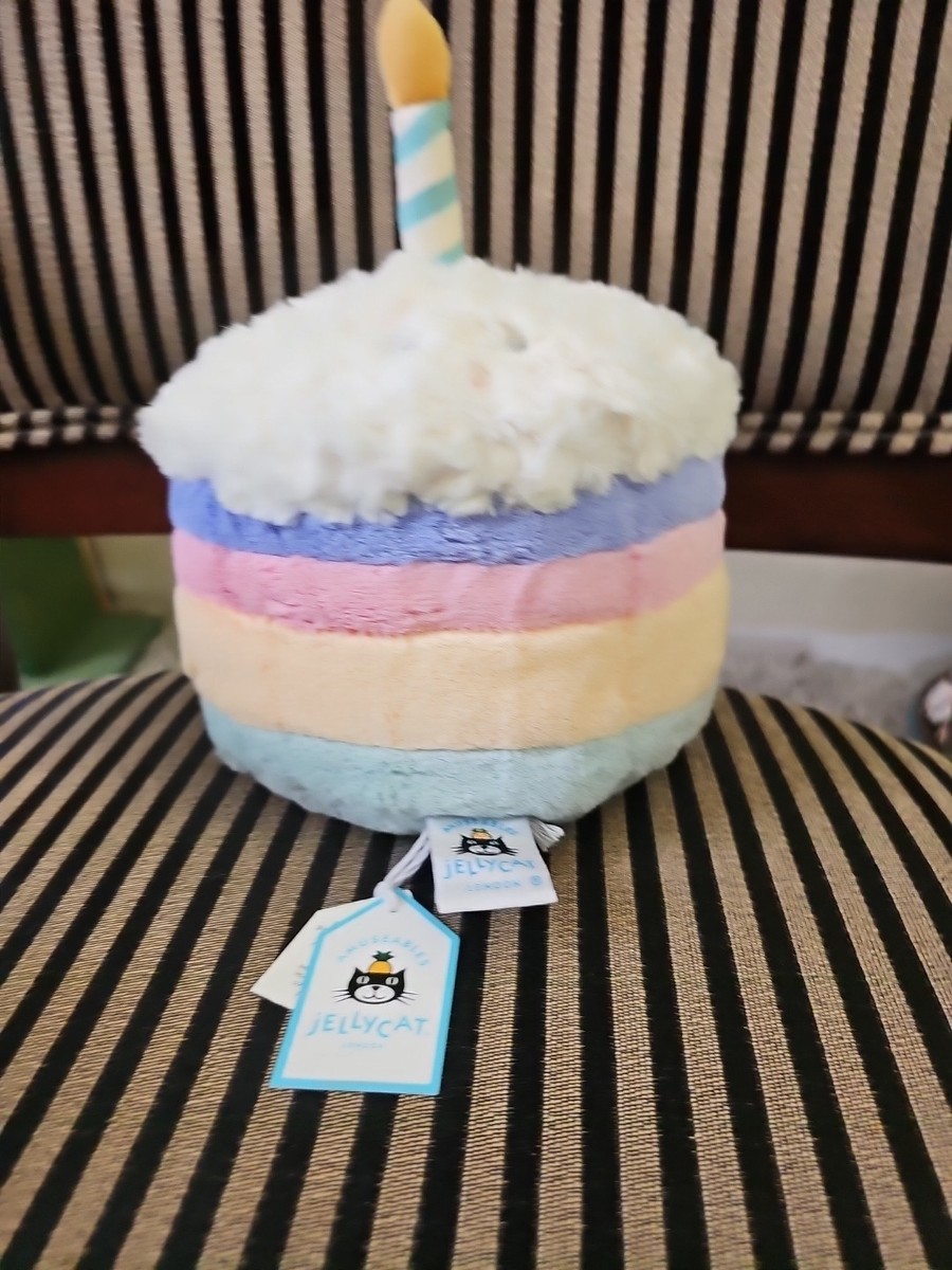 Jellycat Amuseables RAINBOW BIRTHDAY CAKE PLUSH TOY for sale