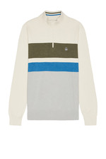 Original Penguin Men's Chest Stripe Quarter Zip, Style OPGF2410OP, Sz L, Birch
