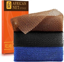 Great for Daily Use (Black、Blue、Brown), 3 Pieces African Bath Sponge Africa