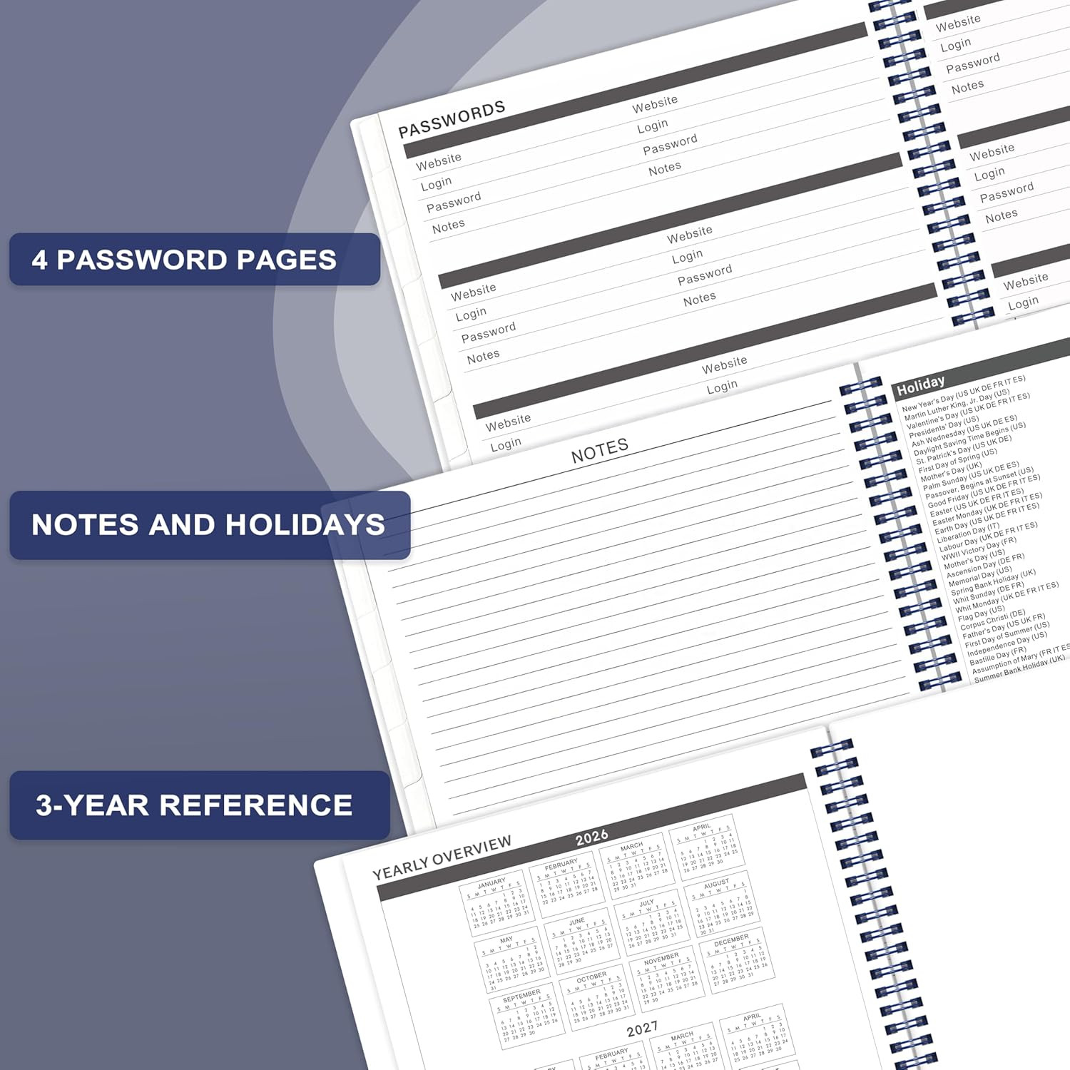 2026-2027 Monthly Planner - Monthly Calendar 2026-2027 with Two-Side Pocket, Jan