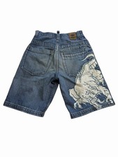 Vintage Boy's JNCO Dragon Blue Jean Shorts Size 14 Husky Denim Embroidered