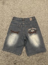 VTG Y2K Paco Jeans Denim Carpenter Shorts Embroidered Skate Baggy Mens Size 34