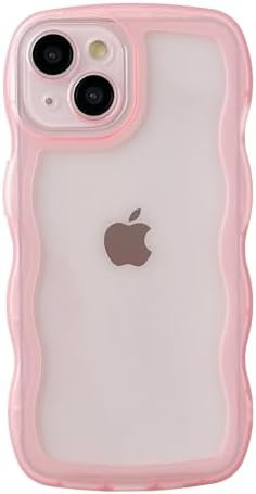 for iPhone 15 Case,Solid Color Curly Wave Frame Clear Soft Compatible with iPhon-image