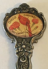 Ohio Cardinal Red Carnation Vintage Souvenir Spoon Collectible