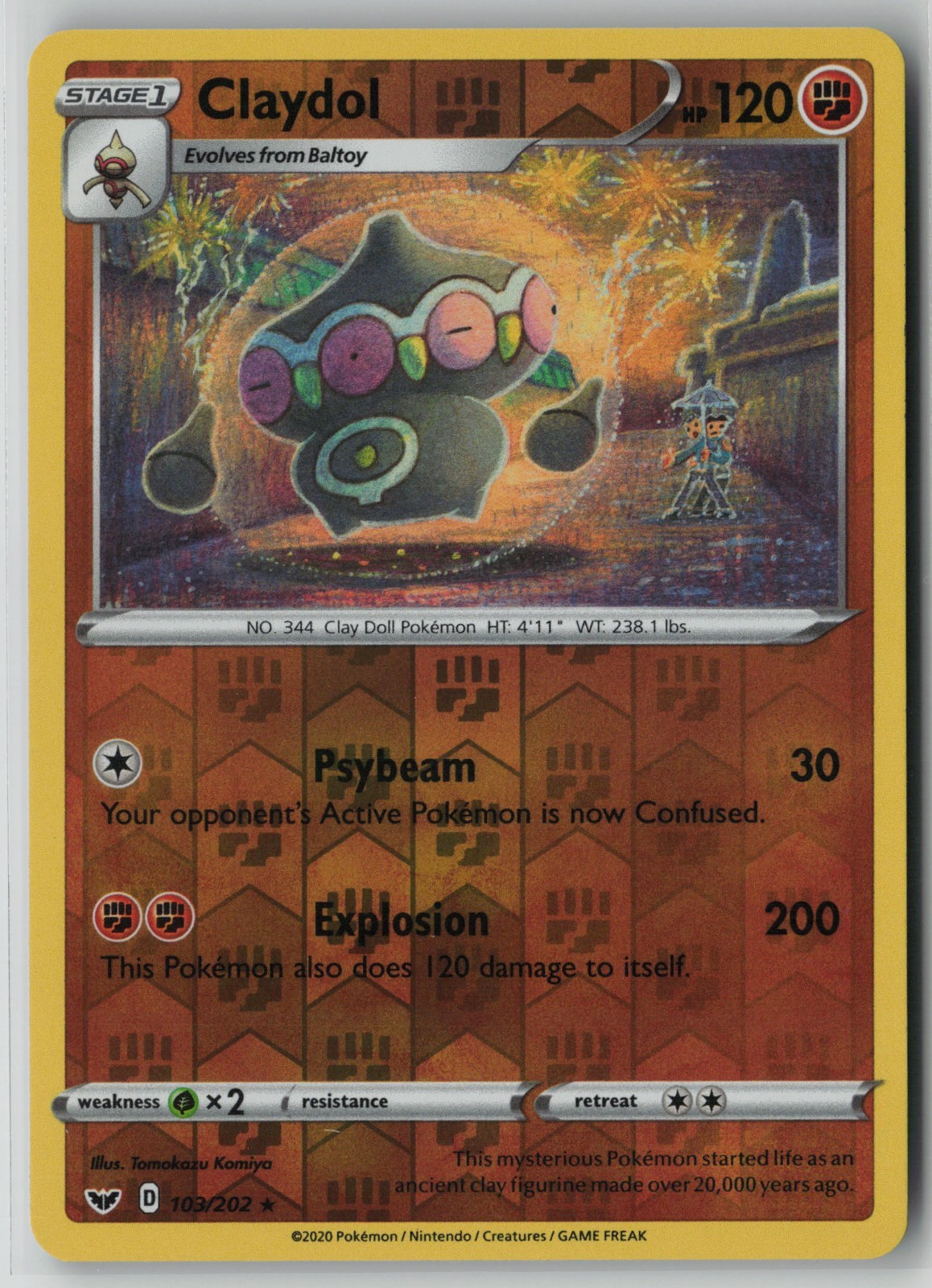 Claydol 103/202 Pokemon TCG Sword & Shield Reverse Holo Card (Near Mint) NM 1