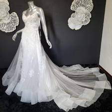 NWT 1699 JOVANI 2/4 IVORY EMBELLISHED LACE FIT FLARE WEDDING DRESS GOWN