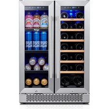 Yeego 24" Wine Cooler&Beverage Refrigerators 60 Cans And 20 Bottles Dual Zone