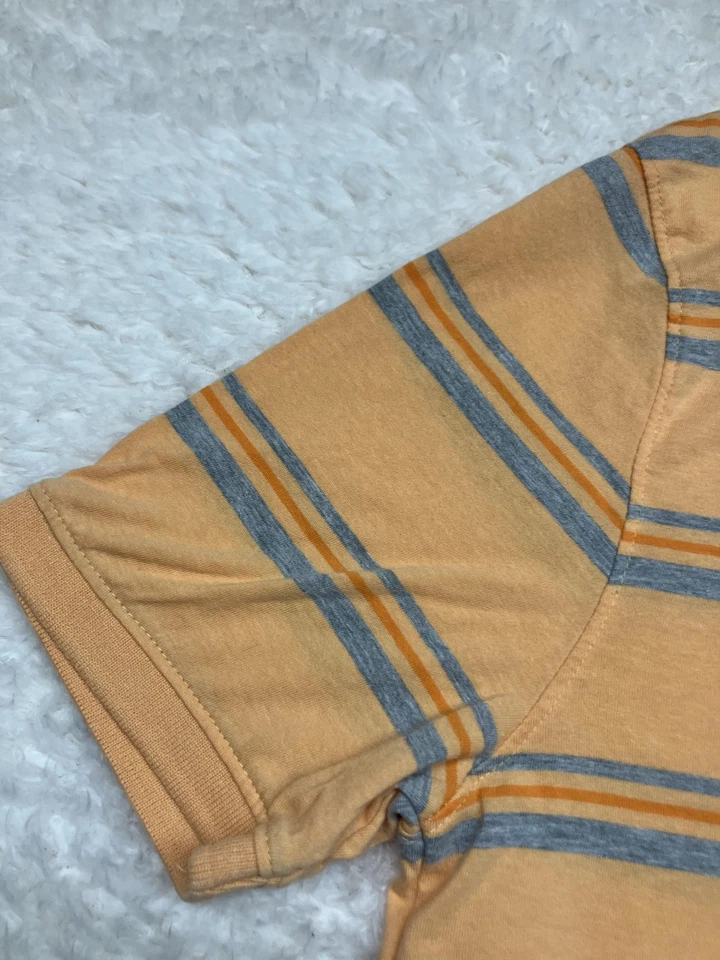 Camisa Polo Arizona Jean Co Para Hombre Mediana Naranja Gris Azul Rayas Informal Clásica Foto 2 de 4