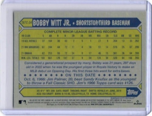 2022 Topps Update Bobby Witt Jr. Chrome 35th Anniversary Silver Pack Insert Card - Picture 2 of 2