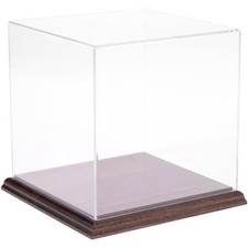 Plymor Clear Acrylic Display Case with Hardwood Base, 7" W x 7" D x 7" H