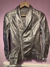 Rick Owens Silver Leather Metallic Distressed...