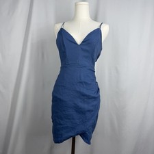 ASTR The Label Blue V-Neck Wrap Skirt Mini Dress - Size XS - Ruched Tulip Hem