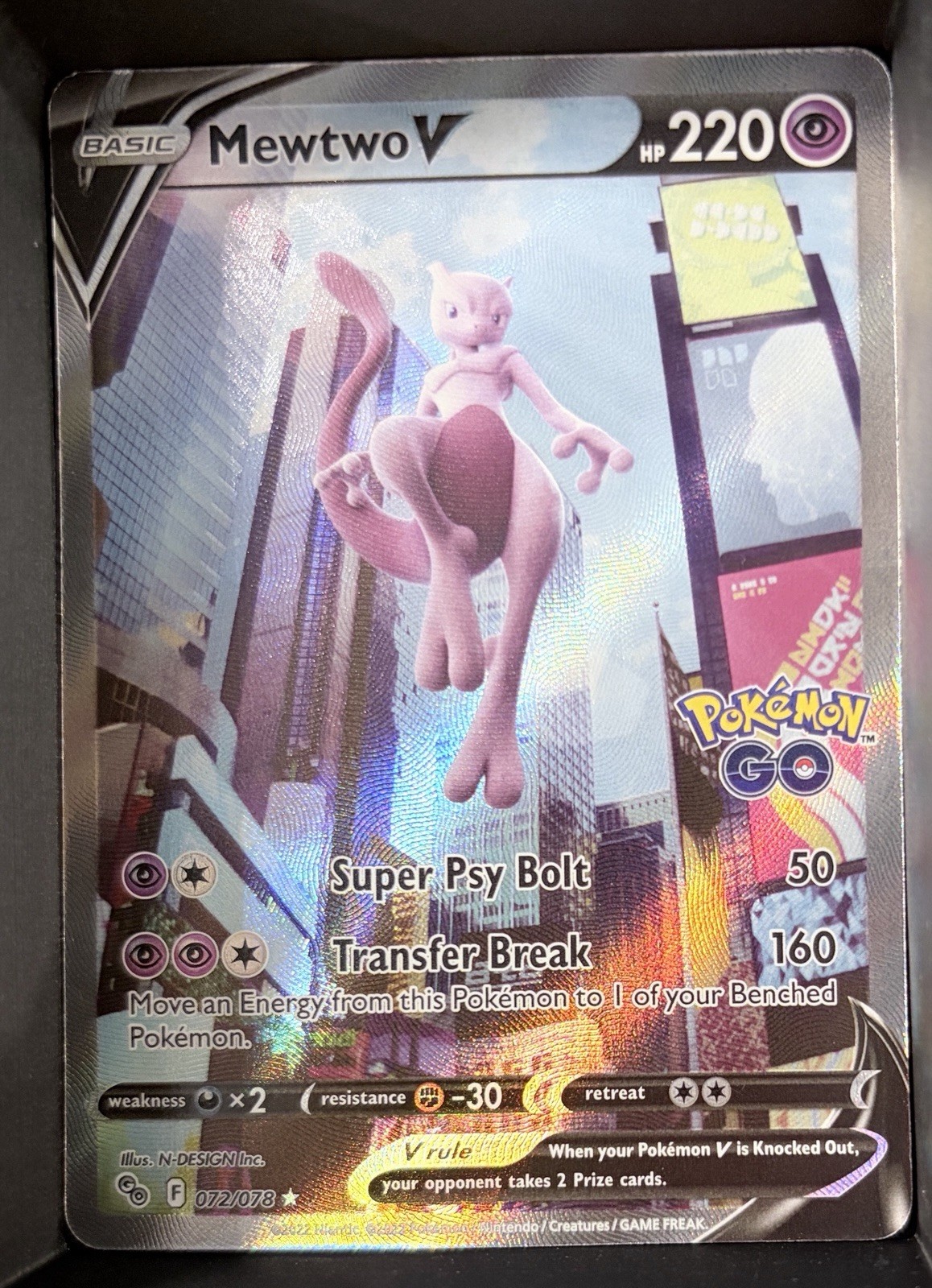Mewtwo V (Full Art) 072/078 Pokémon GO Holo NM