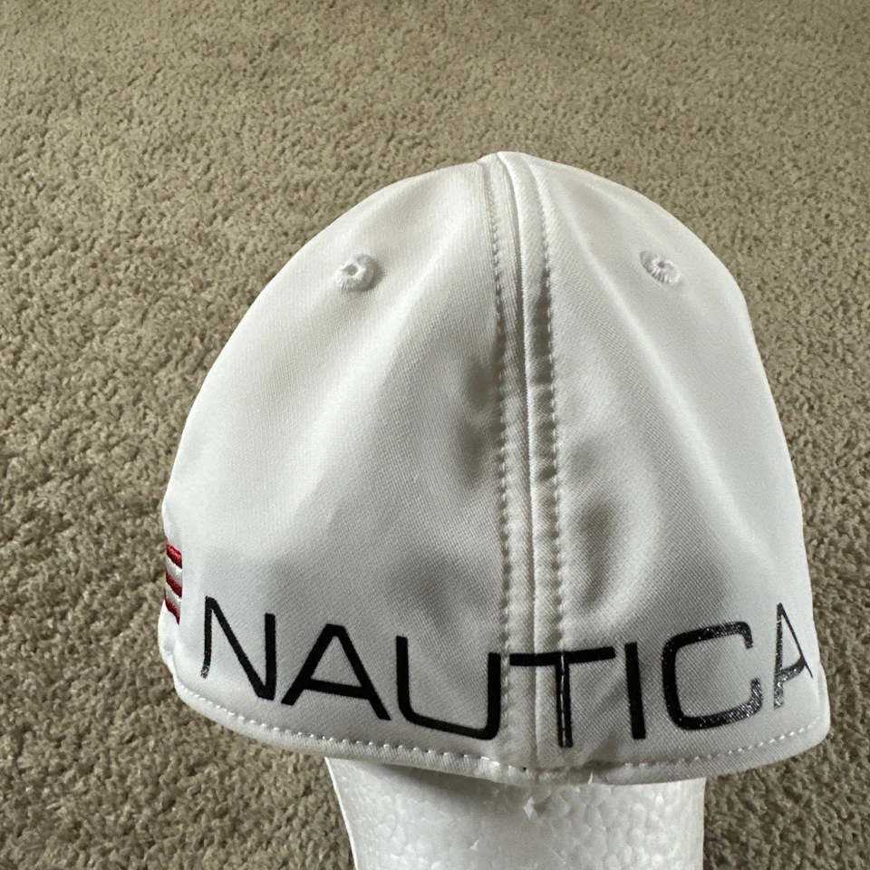 Vintage Nautica Hat Cap Men L/XL White Flexfit Stretch Sailing Nautical Boating - Image 3 of 4