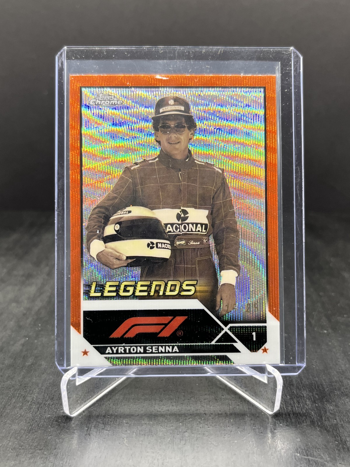 2023 Topps Chrome Formula 1 F1 Ayrton Senna Legends Orange Wave 19/25 #198