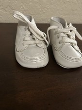 Vintage White Leather Lace-Up High-Top Baby Walking Shoes
