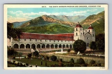 Los Angeles CA- California, Santa Barbara Mission And Grounds, Vintage Postcard