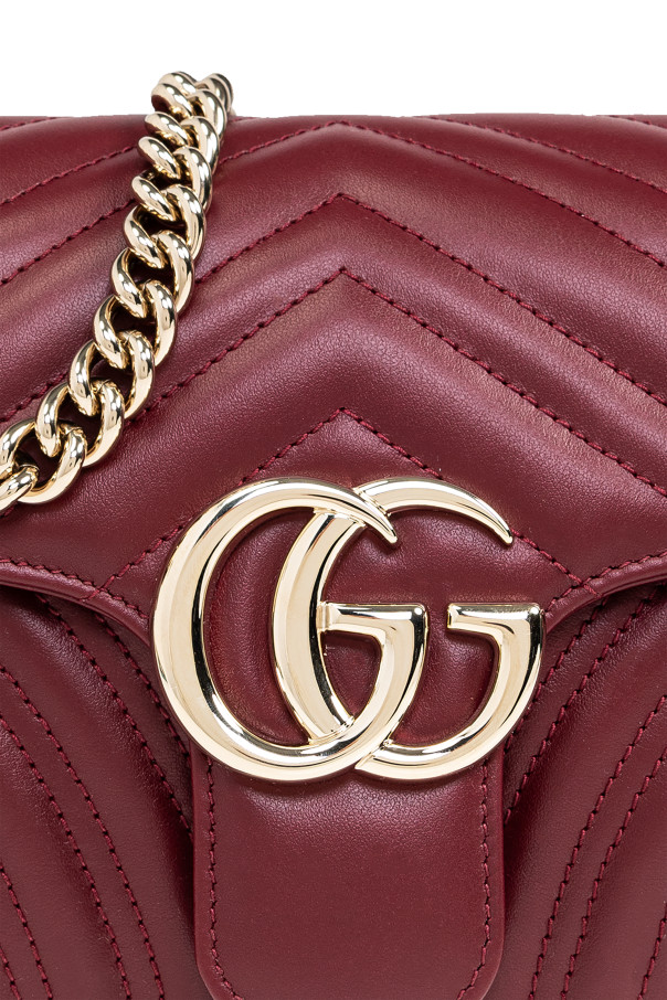 Gucci - Women - Quilted shoulder bag ‘GG Marmont Small’ - Burgundy thumbnail 6
