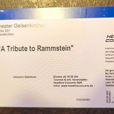 Ticket A Tribute to Rammstein, 04. September, Gelsenkirchen (Pop & Rock)
