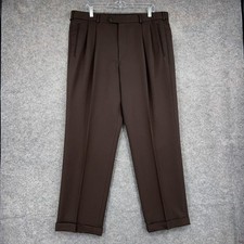Dockers Premium Dress Pants Mens 38x31 Brown Relaxed Fit Pleated Microfiber