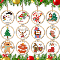 12PCS Christbaumschmuck Aus Holz Runde, Ø10 Cm HolzanhäNger Mit Trageband - Weih