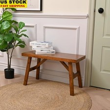 Compact Wooden Bench Rustic Entryway Furniture Durable Solid Wood Design New