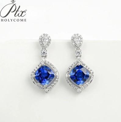 Lab-grown Gemstone 2.5ct Cushion Cut Sparkling S925 Earring for Exquisite Gift