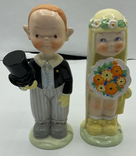 Vintage Shelley Mabel Lucie Attwell The Bride LA5 & The Bridegroom LA6 Figurines