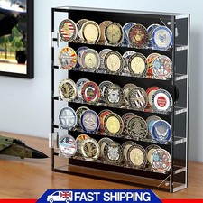 45 Coin Military Challenge Coin Pin Medal Display Case Cabinet Wall Desk Decor