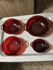 Set of  4 Vtg Anchor Hocking Coronation Royal Ruby Red Glass Serving Bowls Stack