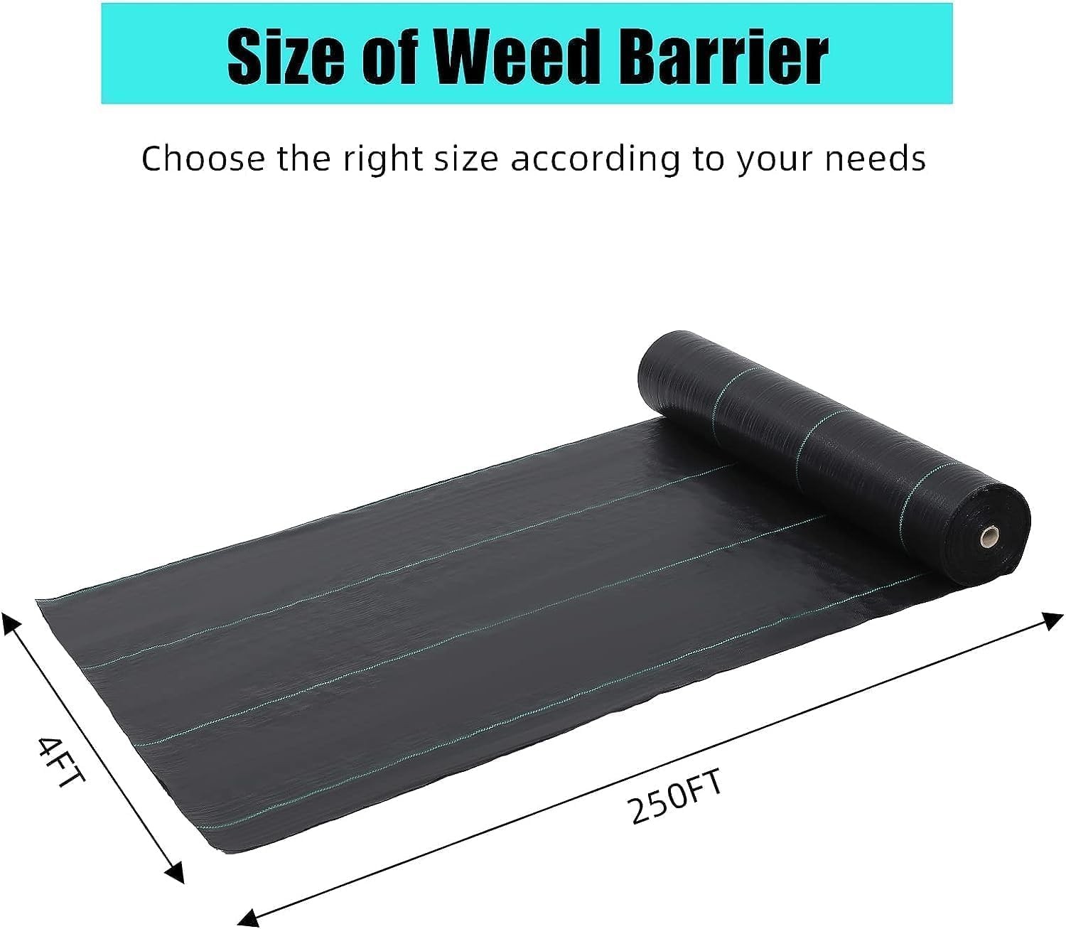 Heavy Duty Landscape Weed Barrier Fabric 4ft x 250ft 5oz Woven PP Ground Cover