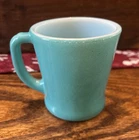 Vintage Fire King Oven Ware Made in USA Aqua Marine Teal Color D Handle Mug Cup