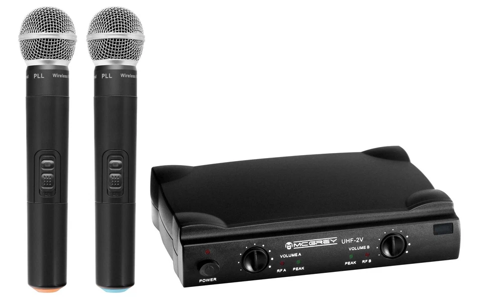 Set Microphone Dynamique Sans Fil Wireless UHF a Main avec Recepteur 2 Canaux - Photo 1/4